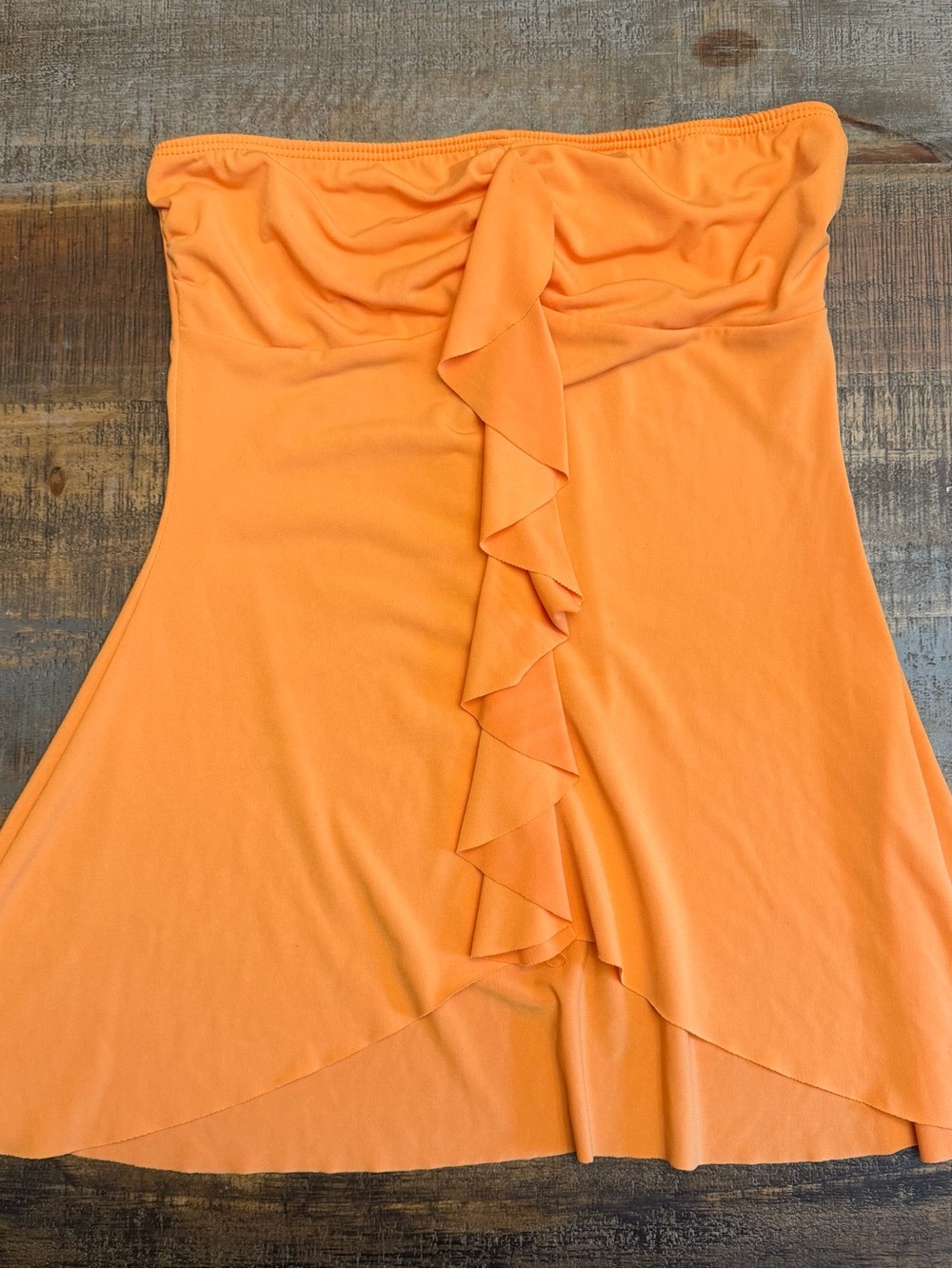 Vintage 90’s Y2K Rave Strapless Orange Ruffle Tube Top